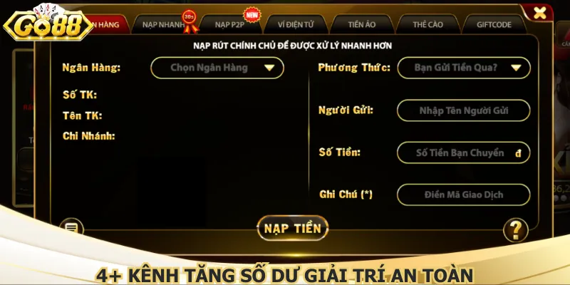 4+ Kênh tăng số dư giải trí an toàn